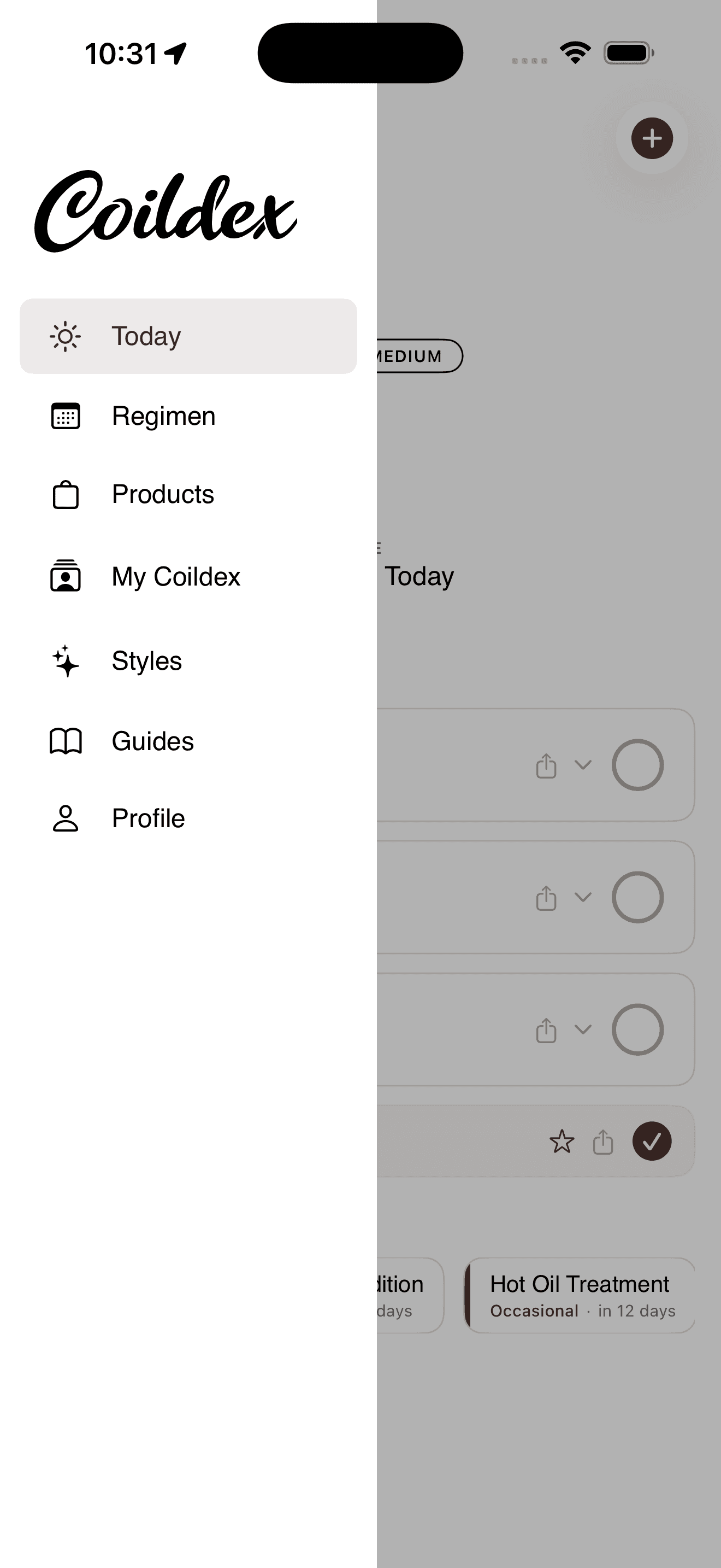 Coildex Hair Type Guide screen